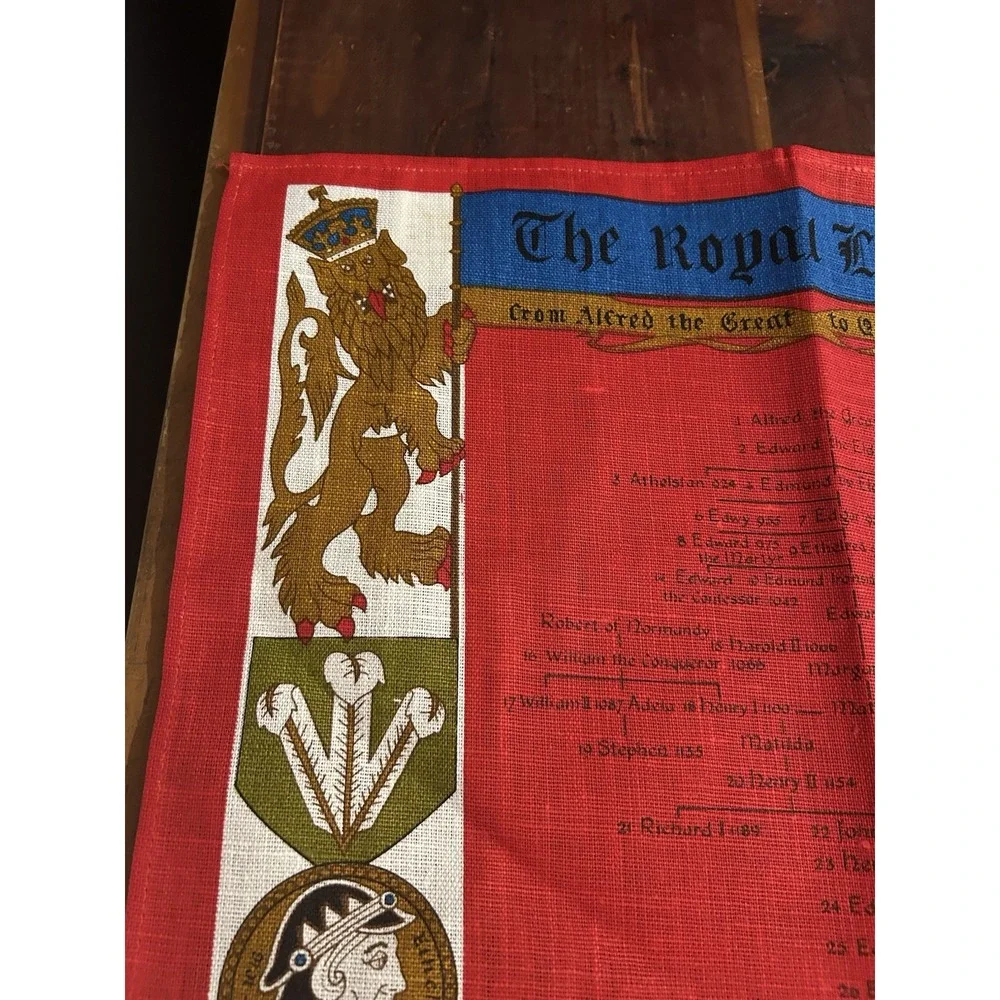 Vintage Ulster Irish Linen Tea Towel- The Royal Lineage Wall Hanging Art- NWT‎